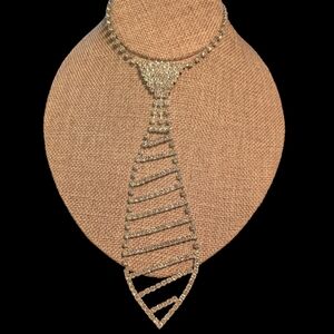 Vintage Whimsical Tie Shaped Crystal Ladder Pendant Necklace 16"-22"